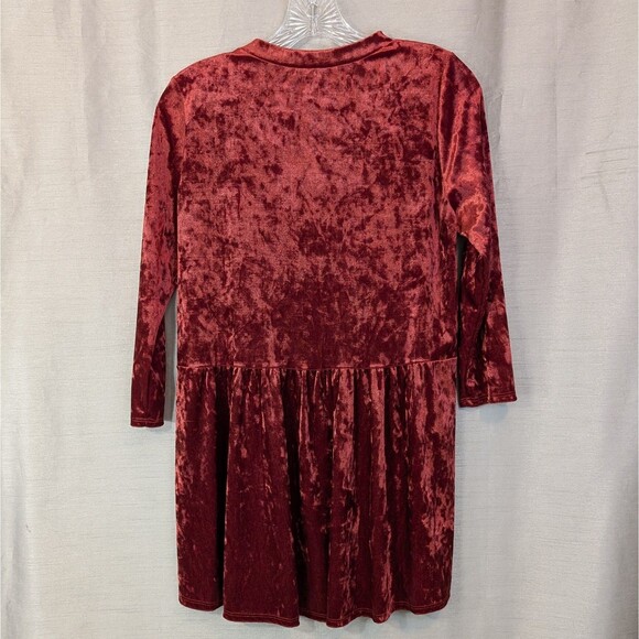 Honeyme Women's SM Velvet Velour Peplum Tunic Rusty Red Whimsygoth Bohemian Boho - Picture 3 of 16